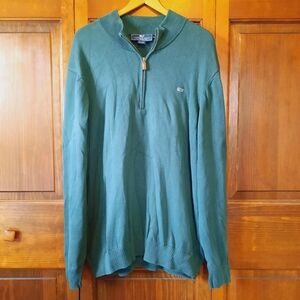 Vineyard Vines 100% Cotton Dark Green 1/4 Zip Pullover Knit Sweater Size 2XL
